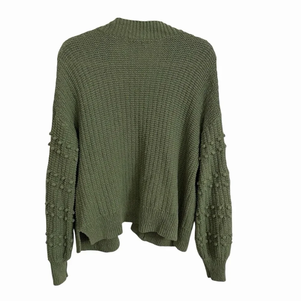 Madewell Sweater Women Small Green Bobble Cardigan Chunky Boxy Knit Open Relaxed - Picture 4 of 9